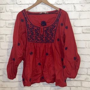 New Ayurvastram red embroidered blouse